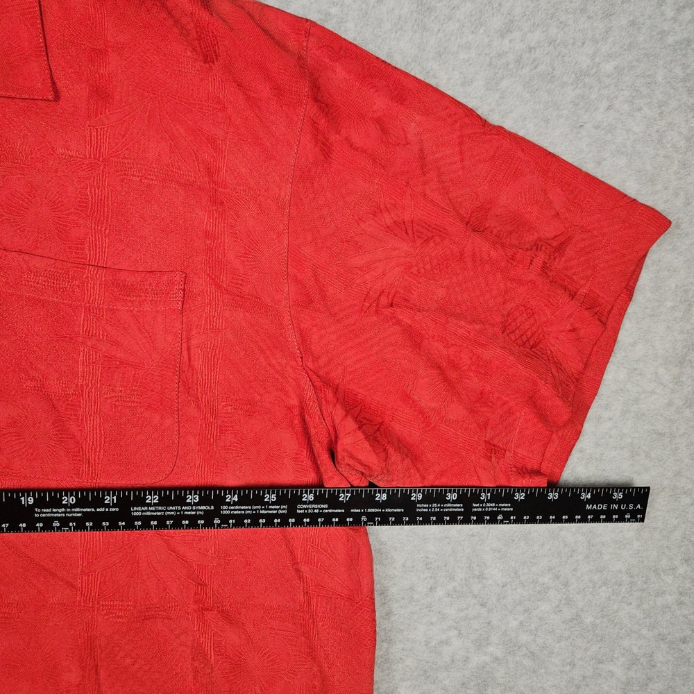 Tommy Bahama Men XXL Red Shirt Silk Jacquard Tropical Aloha Hawaiian Loop Collar - Picture 5 of 6